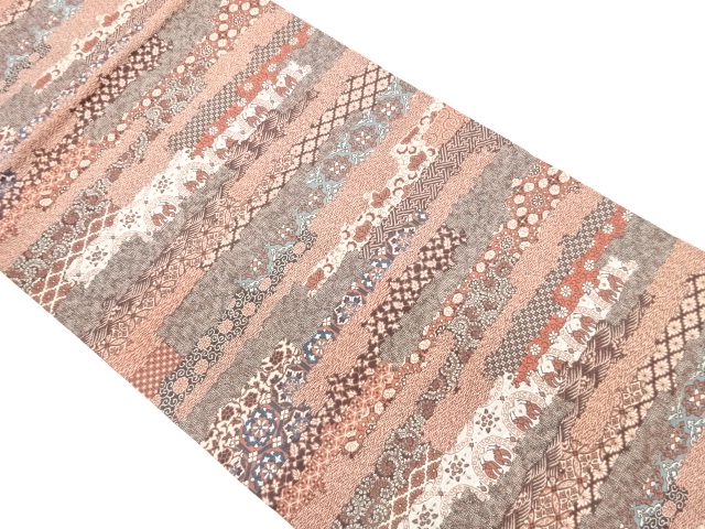 JAPANESE KIMONO / HIRAKI NAGOYA OBI / WOVEN FLORAL CREST